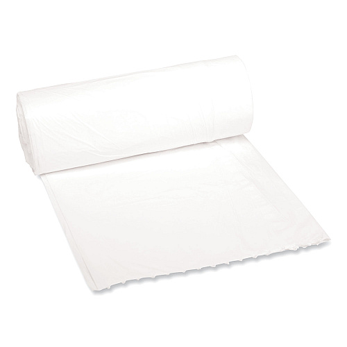 Boardwalk Low-Density Waste Can Liners, 16 gal, 0.4 mil, 24" x 32", White, Perforated Roll, 25 Bags/Roll, 20 Rolls/Carton (BWK2432EXH)