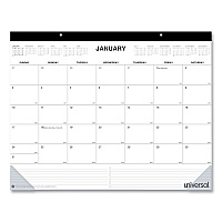 Universal Desk Pad Calendar, 22 x 17, White Sheets, Black Binding, Clear Corners, 12-Month (Jan to Dec): 2026 (71002)