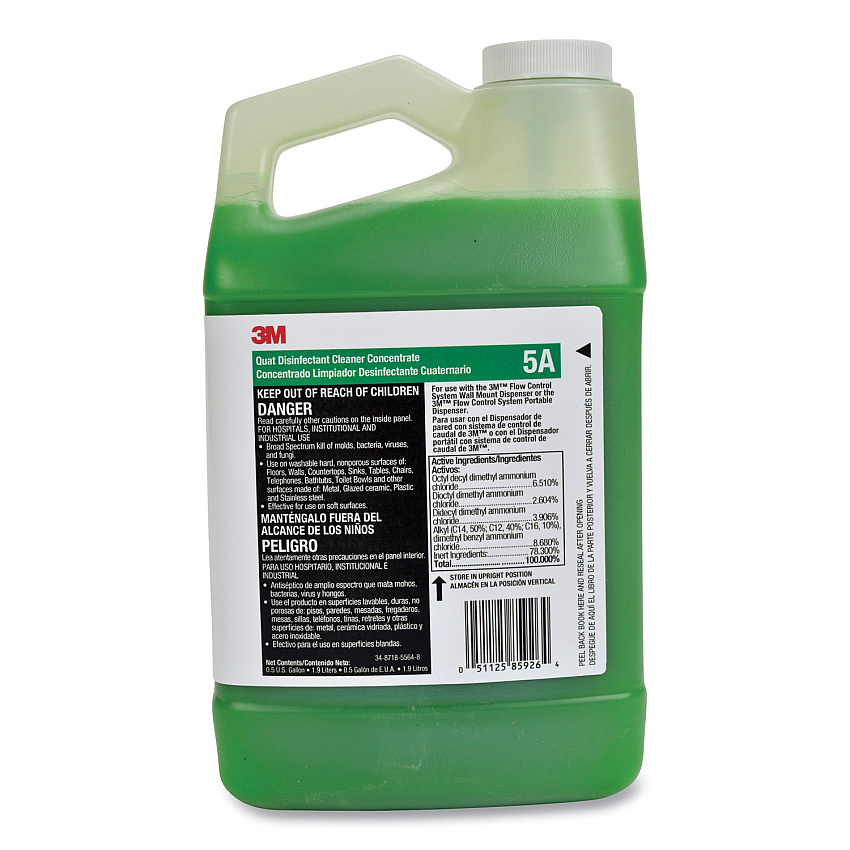 Quat Disinfectant Cleaner Concentrate, Pleasant Scent, 0.5 Gal Bottle, 4/carton