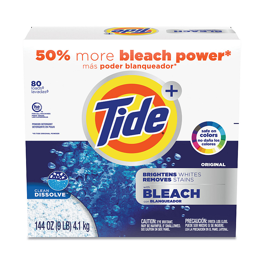 Tide&reg; Powder Laundry Detergent with Bleach, 144 oz., 2 Boxes (84998CT)