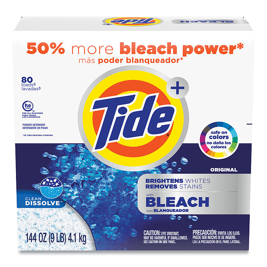 Tide&reg; Powder Laundry Detergent with Bleach, Original, 144 oz. Box (84998)