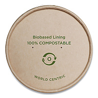 World Centric Paper Lids for Bowls, 3.6" Diameter, Kraft, 500/Carton (BOLPA8K)