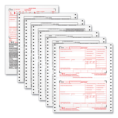 Adams 4-Part W-2 Continuous Feed Tax Forms, Fiscal Year: 2024, Four-Part Carbonless, 5.5 x 8.5, 2 Forms/Sheet, 24 Forms Total (2206C)