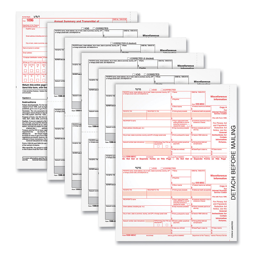 Adams 4-Part 1099-MISC Tax Forms with Tax Forms Helper, 2024, Four-Part Carbonless, 8.5 x 5.5, 2 Forms/Sheet, 50 Forms Total (22993MISC)