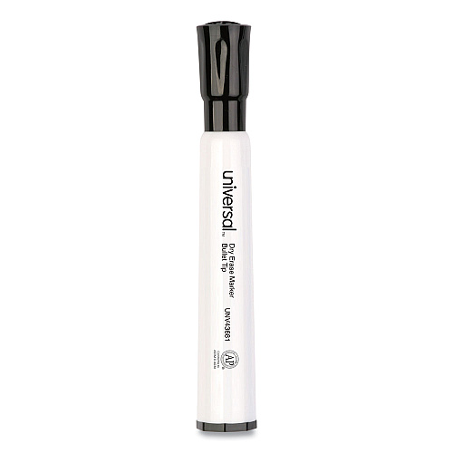 Universal Dry Erase Marker, Medium Bullet Tip, Black, Dozen (UNV43681)