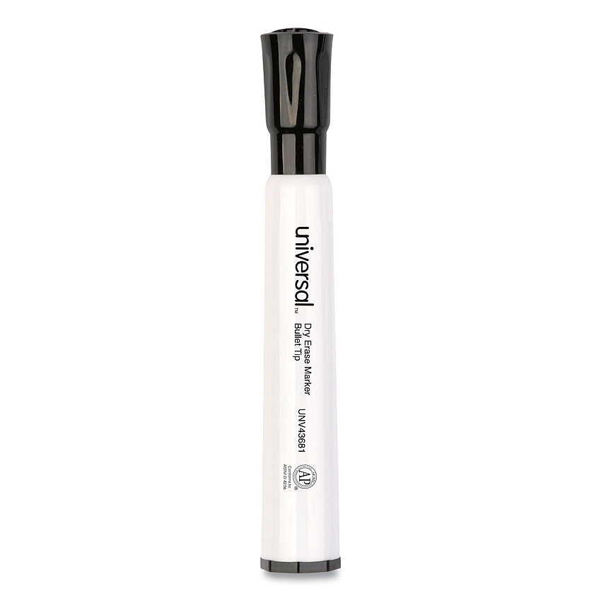 Universal Dry Erase Marker, Medium Bullet Tip, Black, Dozen (UNV43681)