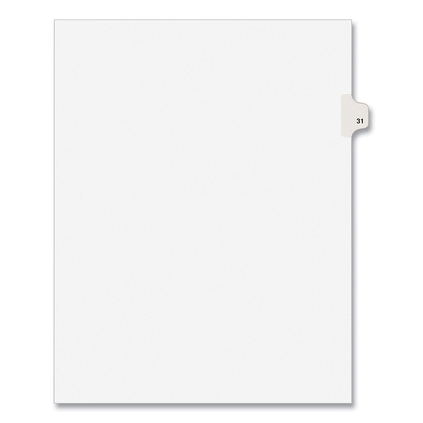 Preprinted Legal Exhibit Side Tab Index Dividers, Avery Style, 10-Tab, 31, 11 x 8.5, White, 25/Pack, (1031) (01031)