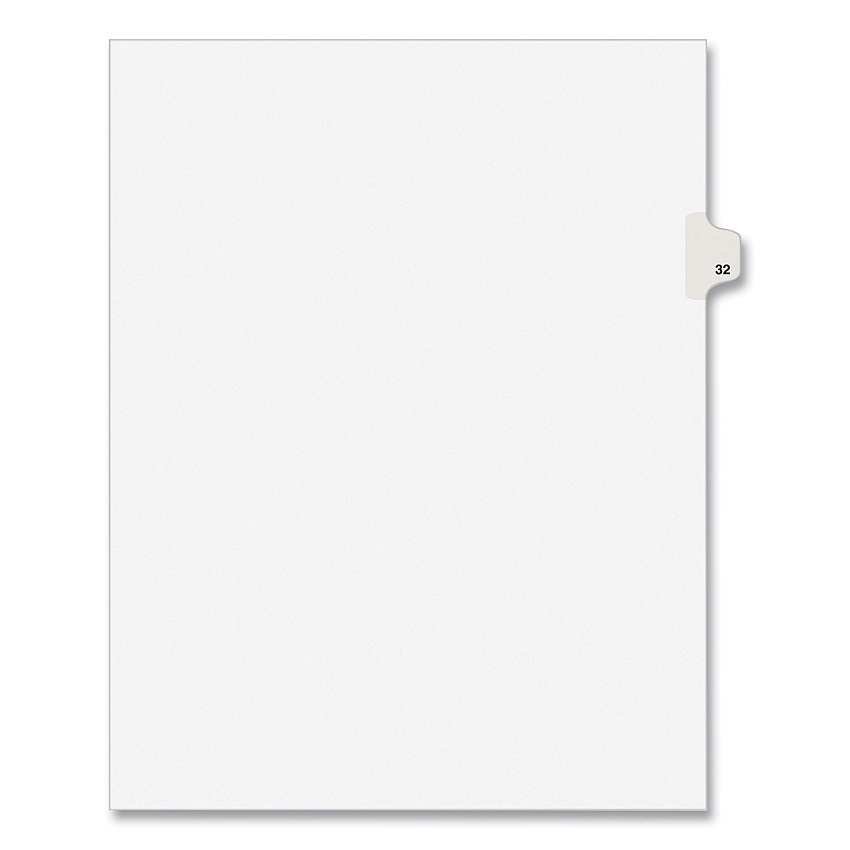 Preprinted Legal Exhibit Side Tab Index Dividers, Avery Style, 10-Tab, 32, 11 x 8.5, White, 25/Pack, (1032) (01032)