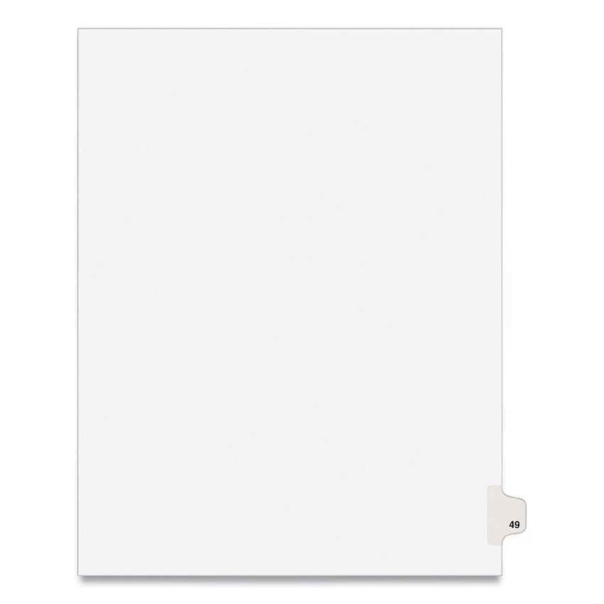 Preprinted Legal Exhibit Side Tab Index Dividers, Avery Style, 10-Tab, 49, 11 x 8.5, White, 25/Pack, (1049) (01049)