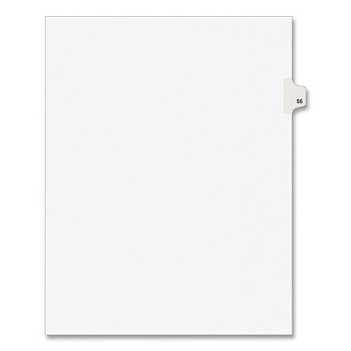 Preprinted Legal Exhibit Side Tab Index Dividers, Avery Style, 10-Tab, 56, 11 x 8.5, White, 25/Pack, (1056) (01056)
