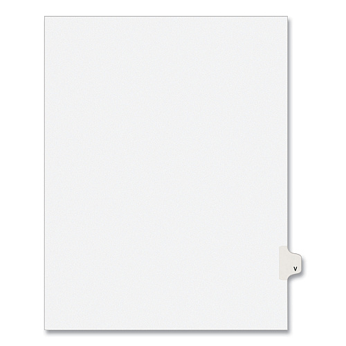 Preprinted Legal Exhibit Side Tab Index Dividers, Avery Style, 26-Tab, V, 11 x 8.5, White, 25/Pack, (1422) (01422)