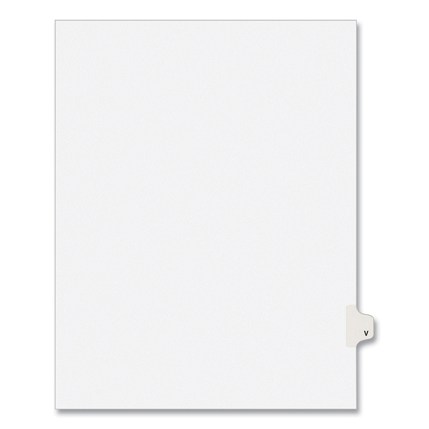 Preprinted Legal Exhibit Side Tab Index Dividers, Avery Style, 26-Tab, V, 11 x 8.5, White, 25/Pack, (1422) (01422)