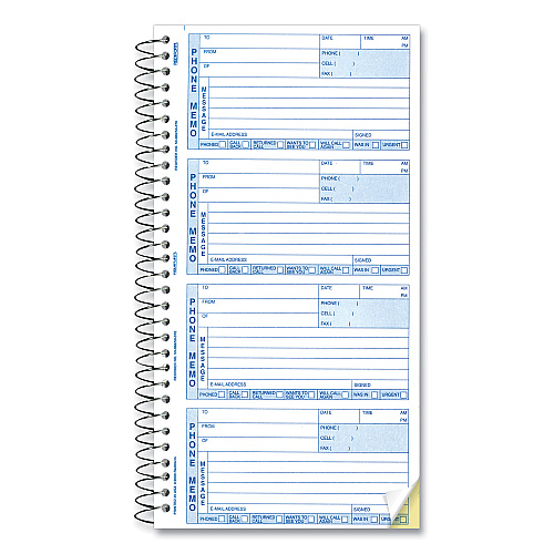 Rediform Telephone Message Book, Two-Part Carbonless, 5 x 2.75, 4 Forms/Sheet, 400 Forms Total (50076)