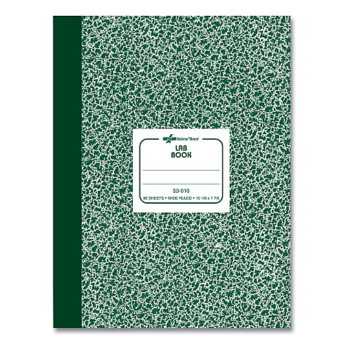 National Paper Lab Notebook, Wide/Legal Rule, Green Marble Cover, (96) 10.13 x 7.88 Sheets (53010)