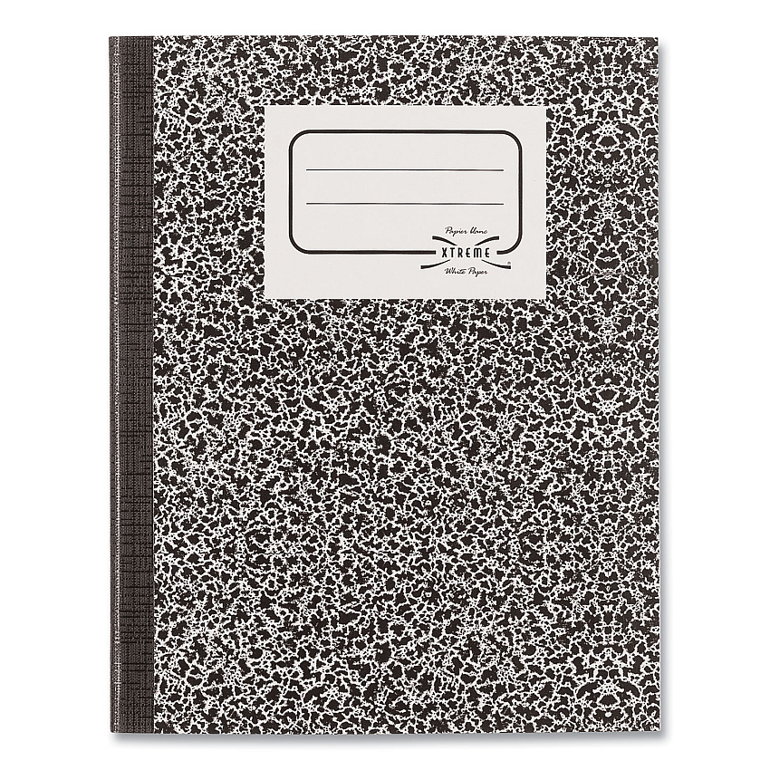 National Paper Composition Book, Wide/Legal Rule, Black Marble Cover, (80) 10 x 7.88 Sheets 80 Sheets - Sewn - Wide Ruled Front Ruling - Ruled Red Margin - 7 7/8" x 10" Sheet Size - White Paper - Black Marble Cover - Subject - 1 Each (43460)