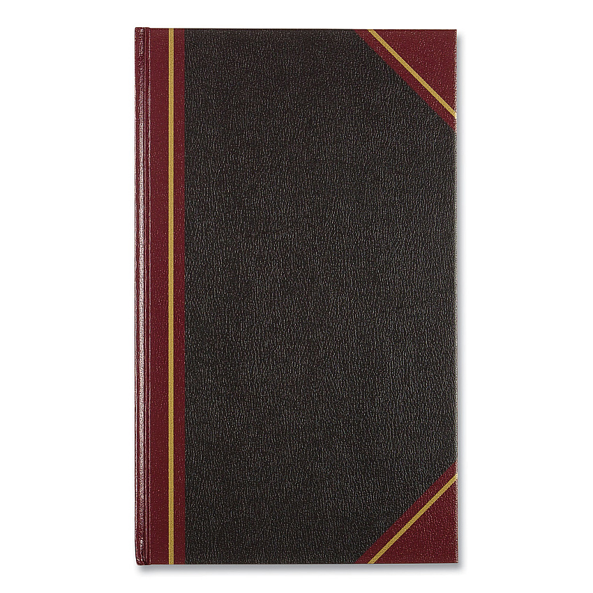 National Paper Texthide Eye-Ease Record Book, Black/Burgundy/Gold Cover, 14.25 x 8.75 Sheets, 300 Sheets/Book (57131)