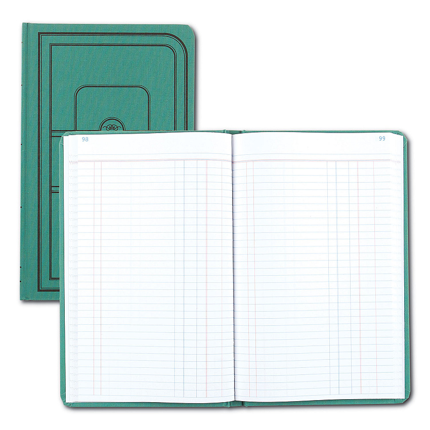 National Paper Tuff Series Accounting Journal, Single-Page 8-Column Accounting Format, Green Cover, 12 x 7.5 Sheets, 500 Sheets/Book (A66500J)