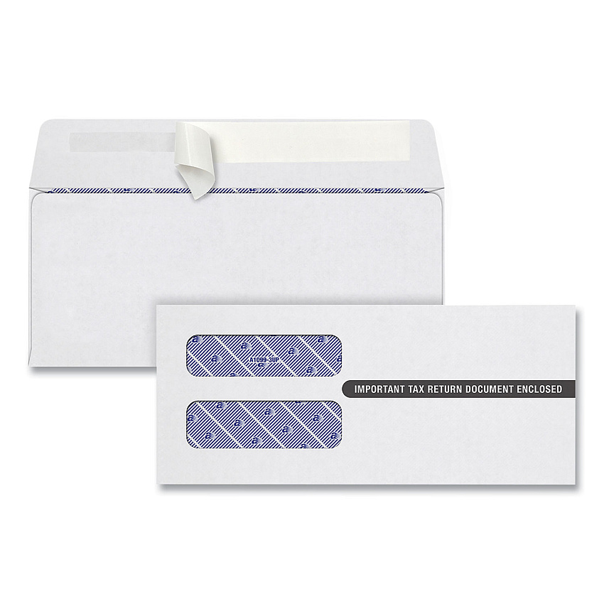 TOPS 1099 Double Window Envelope, Commercial Flap, Self-Adhesive Closure, 3.75 x 8.75, White, 24/Pack (2222PS3)