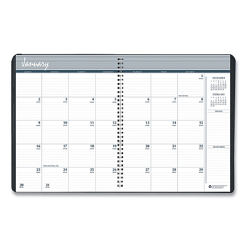 AbilityOne 7510016828095, SKILCRAFT Monthly Appointment Planner, 8.75 x 6.88, Black Cover, 14-Month: Dec 2024 to Jan 2026