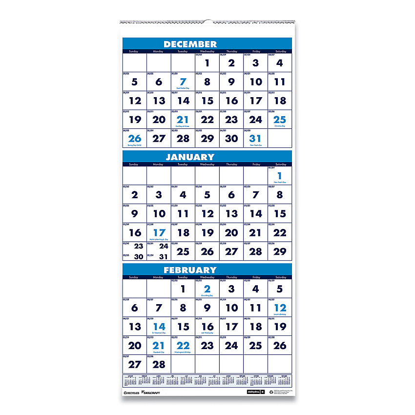 AT-A-GLANCE Wall Calendar 2016, 3-Month Reference, Horizontal, 15 Months, 23.5 X 12 Inch Page Size (PM1428