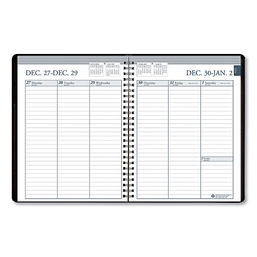 AbilityOne 7530016935581, SKILCRAFT Weekly Appointment Planner, 8.75 x 6.88, Black Cover, 12-Month (Jan to Dec): 2025