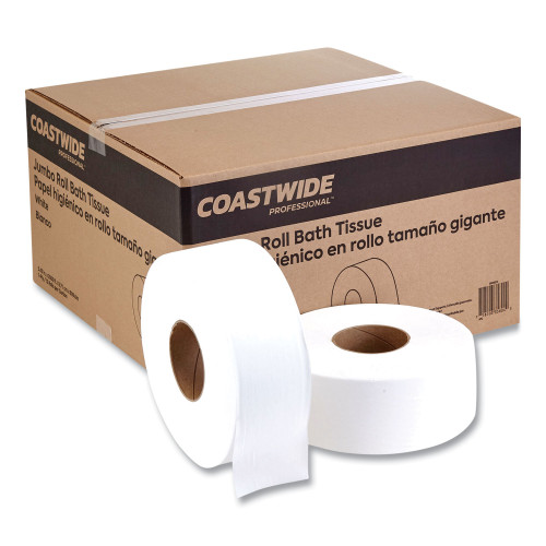 Coastwide Professional Jumbo OnePly Toilet Paper, Septic Safe, White