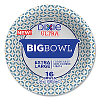 Dixie Ultra Heavy-Duty Big Bowls, 34 oz, Blue/Yellow/White, 16/Pack (16223)