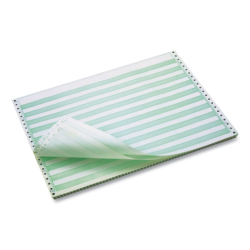 IMPRESO Continuous Feed Computer Paper, 1-Part, 18 lb Bond Weight, 11 x 14.88, White/Green Bar, 3,100/Carton (7810010)