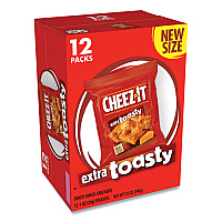 Cheez-It Baked Snack Crackers, Extra Toasty Crackers, 1 oz Bag, 12/Box (KEE11716)