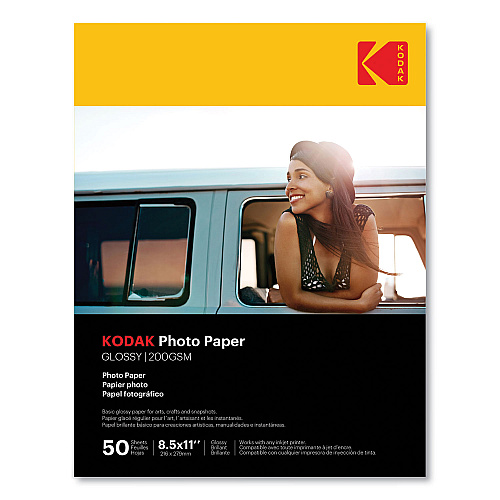Kodak Photo Paper, 8 mil, 8.5 x 11, Glossy White, 50/Pack (41182)