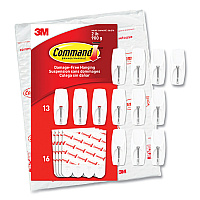 Command General Purpose Wire Hooks, Medium, Metal, White, 2 lb Capacity, 13 Hooks and 16 Strips/Pack (1706513)