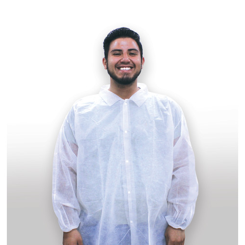 Pharma-coat Lab Coat Polypro Ew Np Snap Front White - Case Of 30 (PCOAT797-L)