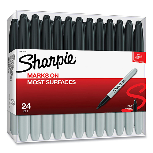 Sharpie Fine Tip Permanent Marker, Fine Bullet Tip, Black, 24/Pack (2042918)