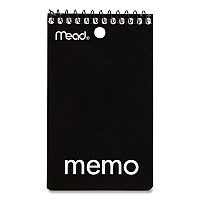 Mead Wirebound Memo Pad with Wall-Hanger Eyelet, Medium/College Rule, Randomly Assorted Cover Colors, 60 White 3 x 5 Sheets (45354)