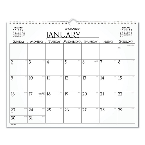 AT-A-GLANCE Business Monthly Wall Calendar, 15 x 12, White/Black Sheets, 12-Month (Jan to Dec): 2026 (997114)