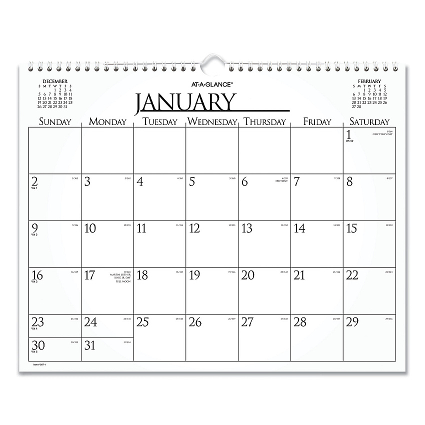 AT-A-GLANCE Business Monthly Wall Calendar, 15 x 12, White/Black Sheets, 12-Month (Jan to Dec): 2026 (997114)