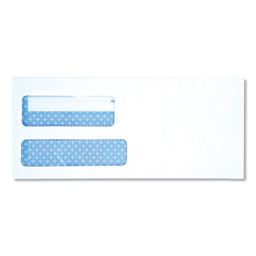 Universal Double Window Business Envelope, #9, Square Flap, Self-Adhesive Closure, 3.88 x 8.88, White, 500/Box (UNV35217)