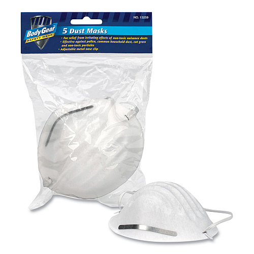 BodyGear Comfort Mask, Cloth/Metal, Adjustable, 5/Pack (13259)