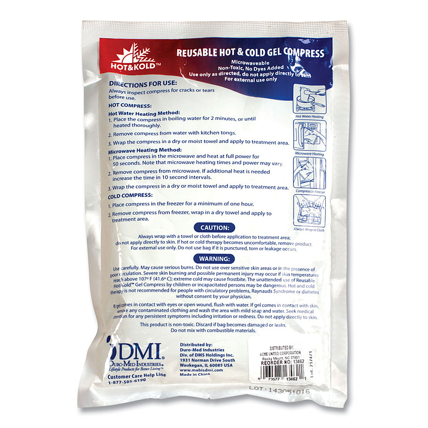PhysiciansCare Reusable Hot/Cold Pack, 8.63 x 8.63, White (13462)