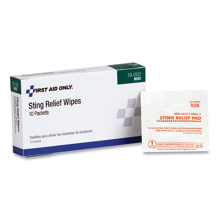 PhysiciansCare First Aid Sting Relief Pads, 10/Box (19002)