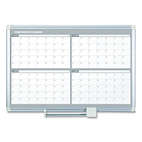 MasterVision Magnetic Dry Erase Calendar Board, Four Month, 48 x 36, White Surface, Silver Aluminum Frame (GA05105830)