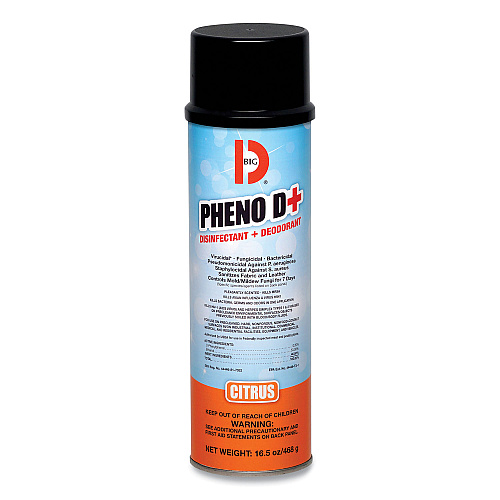 Big-D PHENO D+ Aerosol Disinfectant/Deodorizer, Citrus Scent, 16.5 oz Aerosol Spray Can, 12/Carton (33700)