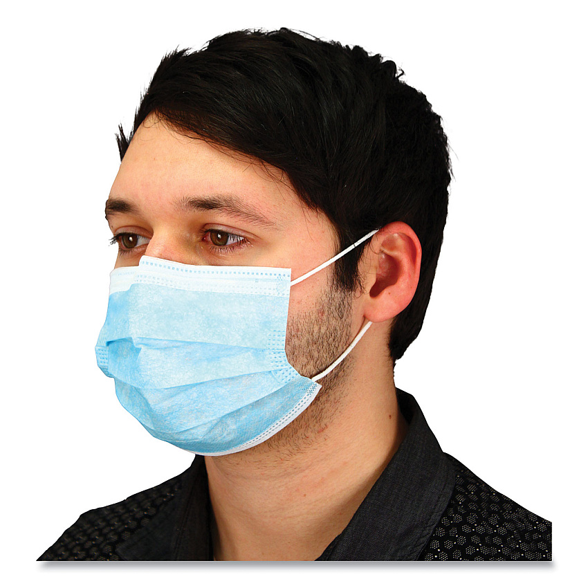 Malt By Impact Three-Ply Face Mask with Ear Loops, 50 Box, 40 Boxes/Carton (MFB3EL2K)