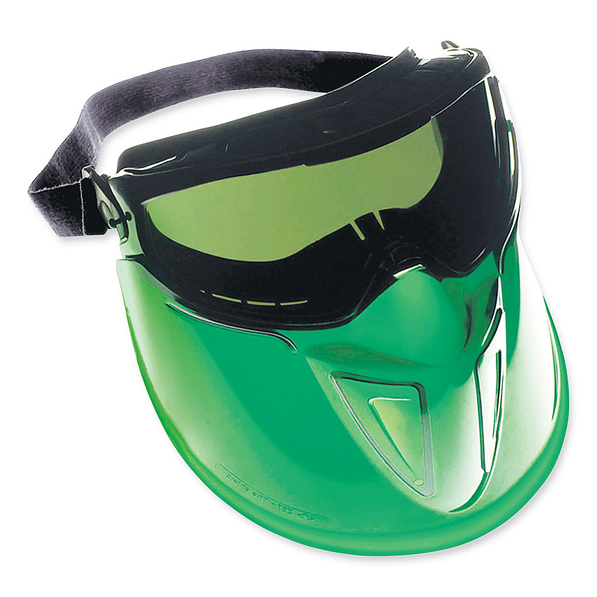 V90 Shield Safety Goggles With Face Shield, Over Glasses, Green Anti-fog Lens, 6/box