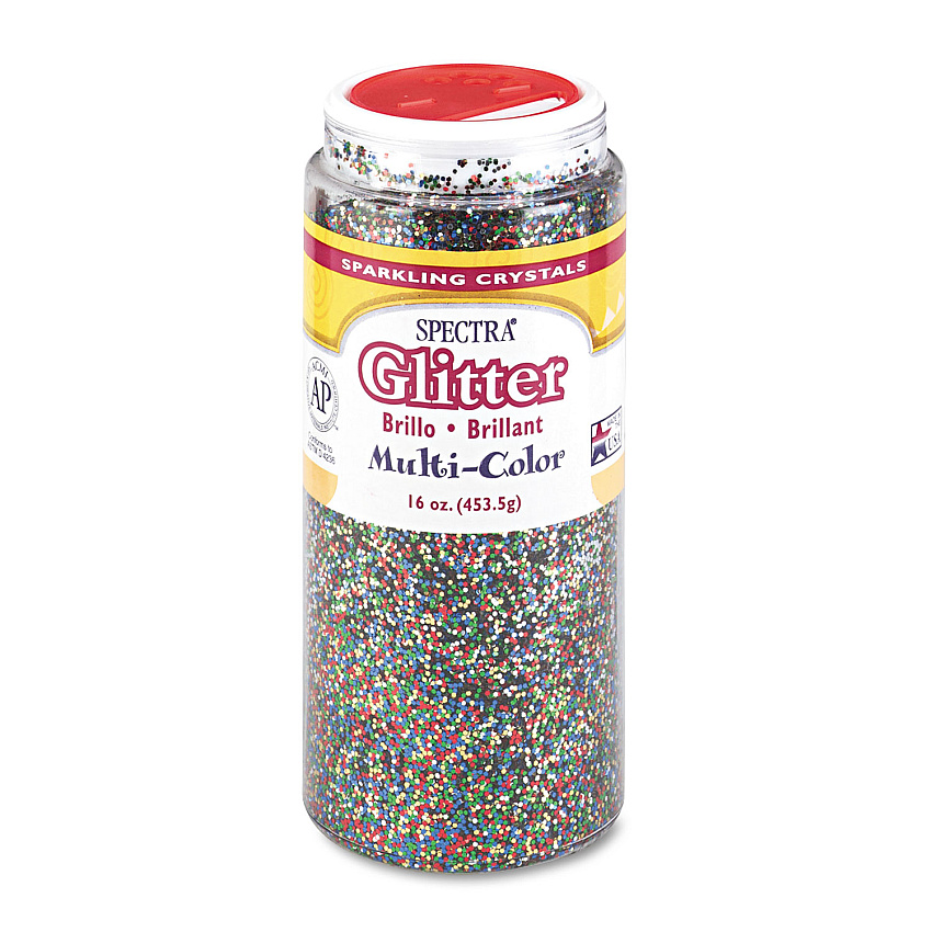 Pacon Spectra Glitter, 0.04 Hexagon Crystals, Multicolor, 16 oz Shaker-Top Jar (91790)