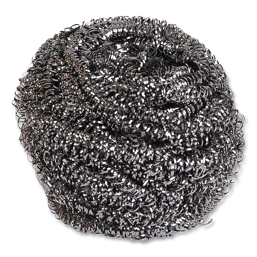 Boardwalk&reg; Stainless Steel Scrubber, Steel Gray, 12 Scrubbers (BWK50)