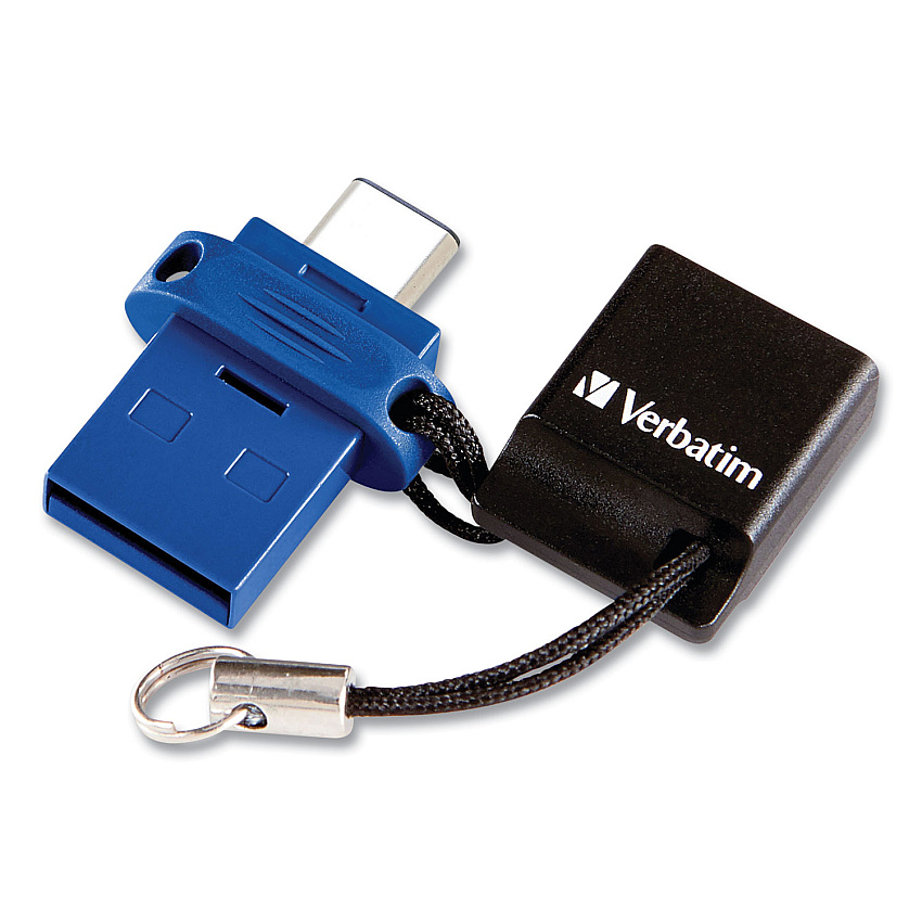 Verbatim Store n' Go Dual USB 3.0 Flash Drive for USB-C Devices, 32 GB, Blue (99154)