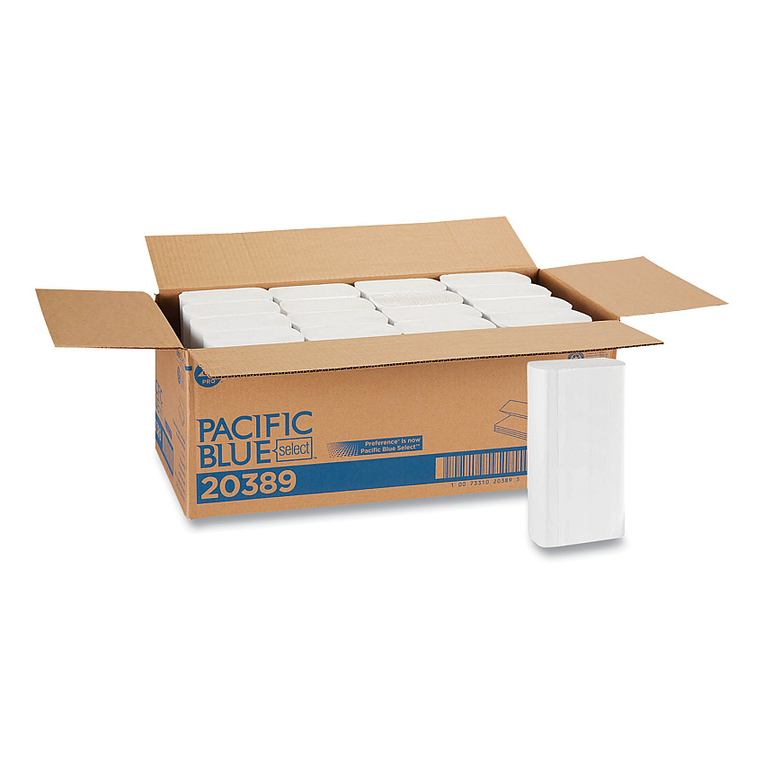 Pacific Blue&trade; Multifold Paper Towels, 1-Ply, White, 4000 Towels (20389)