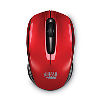 Adesso iMouse S50 Wireless Mini Mouse, 2.4 GHz Frequency/33 ft Wireless Range, Left/Right Hand Use, Red (IMOUSES50R)