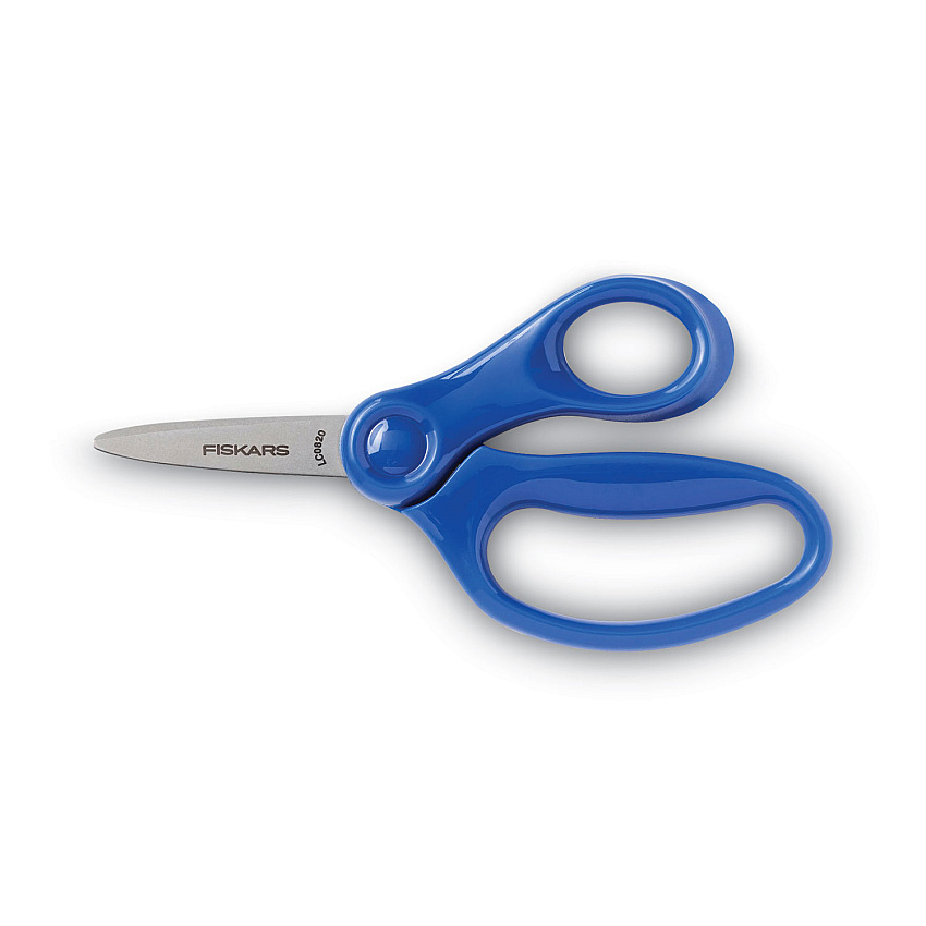 Fiskars Kids Scissors, Pointed Tip, 5" Long, 1.75" Cut Length, Straight Handle, Randomly Assorted Handle Color 1.75" Cutting Length - 5" Overall Length - Straight - Stainless Steel Safety Edge Blade - Pointed Tip - Red, Blue, Turquoise, Green (1943001063)